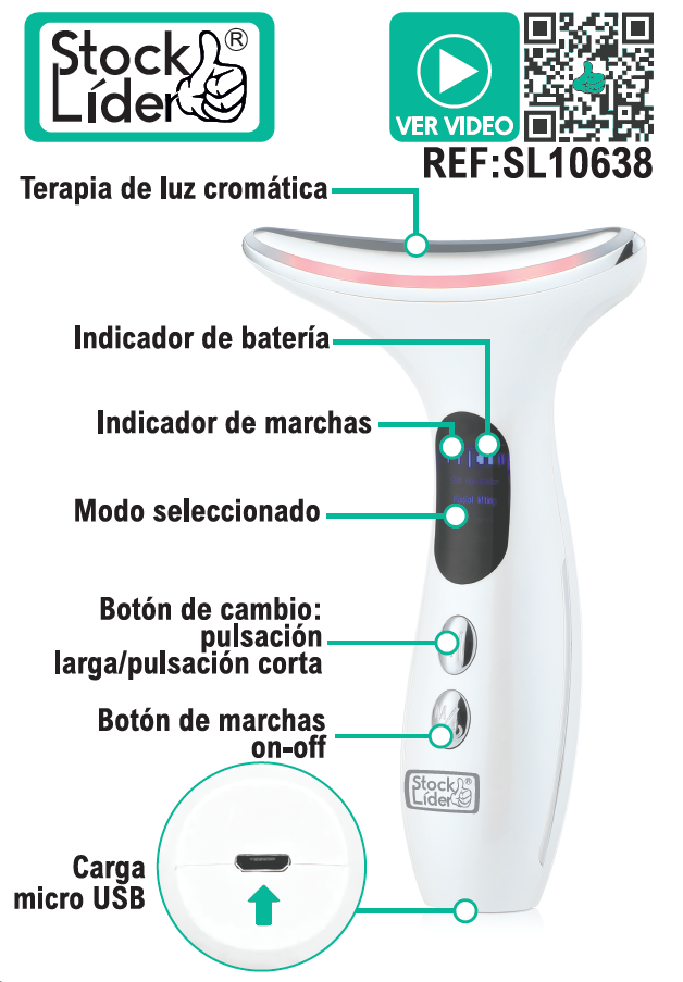 ✨ Masajeador Facial StockLíder – Terapia de Luz y Reafirmante